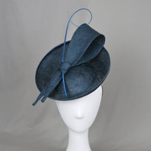 Load image into Gallery viewer, Front view of navy saucer with quill