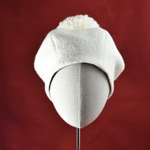 Load image into Gallery viewer, White wool blend 6-piece crown, perfect for evoking the Queen chess piece.