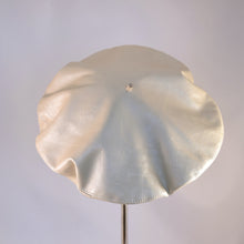 Load image into Gallery viewer, Classic beret in oyster colored leather.  Back view.
