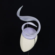 Load image into Gallery viewer, Fascinator with lavender crinoline swirl 3/4 view