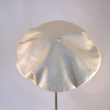 Load image into Gallery viewer, Classic beret in oyster colored leather.  Back view.
