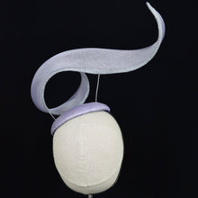 Load image into Gallery viewer, Fascinator with lavender crinoline swirl back view
